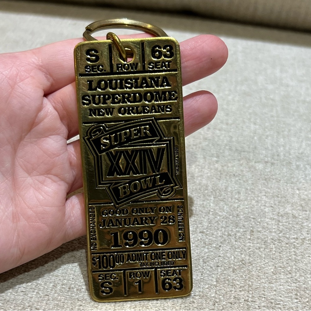 1990 Super Bowl XXVI Keychain 49ers vs Broncos